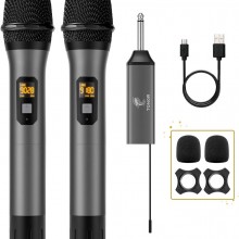 Micrófono inalámbrico, sistema de micrófono dinámico de metal inalámbrico d...