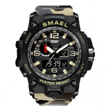 SMAEL Reloj táctico militar de pulsera para hombre, deportivo con doble mov...