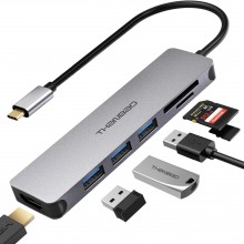 Adaptador multipuerto USB C Hub - Dongle de aluminio portátil 7 en 1 con sa...