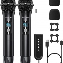 SUDOTACK - Micrófono inalámbrico, sistema de micrófono dinámico de mano dua...