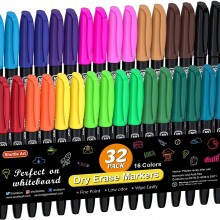 Shuttle Art - Marcadores de borrado en seco, 32 unidades, 16 colores, para ...