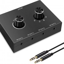 Interruptor de audio de 4 puertos, conmutador de audio de 0.138 in, selecto...
