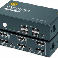 KVM Switch DP Displayport Dual Monitor Pantalla Extendida de 2 Puertos, 4 H...