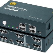 KVM Switch DP Displayport Dual Monitor Pantalla Extendida de 2 Puertos, 4 H...
