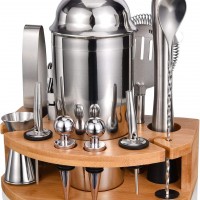 Kit bartender Profesional 12 Piezas 25oz con Elegante Soporte de Bambú